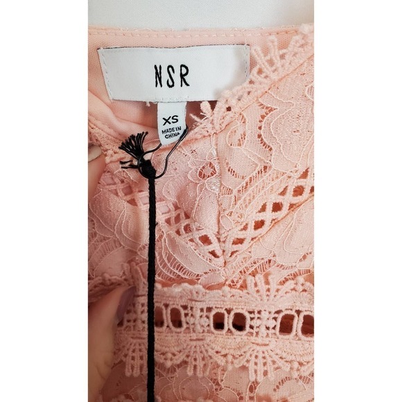 Nsr Size Xs Pink Floral Lace Mini Dress Nwt - Picture 3 of 6
